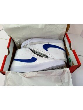 Nike Blazer Mid '77 (GS) WhiteLaser Blue Yellow Ochre Kids Athletic Sneaker 13.5